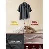 image:imageBRISIRA Big and Tall Linen Shirts for Men Cotton Hawaiian Shirts Short Sleeve Button Down Casual Summer Beach Vacation TopsGray