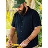 image:imageBRISIRA Big and Tall Linen Shirts for Men Cotton Hawaiian Shirts Short Sleeve Button Down Casual Summer Beach Vacation TopsNavy Blue