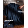 image:imageBRISIRA Big and Tall Linen Shirts for Men Cotton Hawaiian Shirts Short Sleeve Button Down Casual Summer Beach Vacation TopsNavy Blue