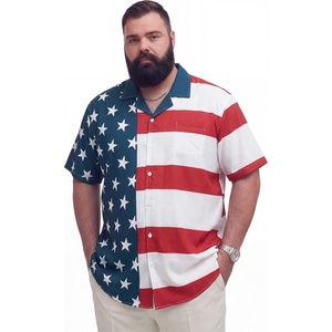 image:imageBRISIRA Big and Tall 4th of July Shirts for Men American Flag Hawaiian Shirt Patriotic USA Short Sleeve Button Down Beach Top4th of July Hawaiian 01