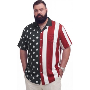 image:imageBRISIRA Big and Tall 4th of July Shirts for Men American Flag Hawaiian Shirt Patriotic USA Short Sleeve Button Down Beach Top4th of July Hawaiian 02