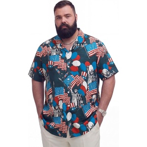 image:imageBRISIRA Big and Tall 4th of July Shirts for Men American Flag Hawaiian Shirt Patriotic USA Short Sleeve Button Down Beach TopStatue of Liberty Usa Flag 02