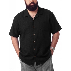 image:imageBRISIRA Big and Tall Linen Shirts for Men Cotton Hawaiian Shirts Short Sleeve Button Down Casual Summer Beach Vacation TopsBlack