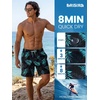image:imageBRISIRA Mens Swim Trunks Swim Shorts 7 inch Compression Liner Bathing Suit Beach Shorts Swimwear Stretch Quick Dry PocketsBlack Blue Leaf