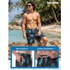 image:imageBRISIRA Mens Swim Trunks Swim Shorts 7 inch Compression Liner Bathing Suit Beach Shorts Swimwear Stretch Quick Dry PocketsBlack Blue Leaf