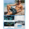 image:imageBRISIRA Mens Swim Trunks Swim Shorts 7 inch Compression Liner Bathing Suit Beach Shorts Swimwear Stretch Quick Dry PocketsBlack Blue Leaf