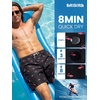 image:imageBRISIRA Mens Swim Trunks Swim Shorts 7 inch Compression Liner Bathing Suit Beach Shorts Swimwear Stretch Quick Dry PocketsBlack Coconut Shark