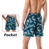 image:imageBRISIRA Mens Swim Trunks Swim Shorts 7 inch Compression Liner Bathing Suit Beach Shorts Swimwear Stretch Quick Dry PocketsBlue Flamingo Leaf