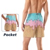 image:imageBRISIRA Mens Swim Trunks Swim Shorts 7 inch Compression Liner Bathing Suit Beach Shorts Swimwear Stretch Quick Dry PocketsIce Cream Drip