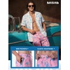 image:imageBRISIRA Mens Swim Trunks Swim Shorts 7 inch Compression Liner Bathing Suit Beach Shorts Swimwear Stretch Quick Dry PocketsPink Turtle Leaf
