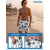 image:imageBRISIRA Mens Swim Trunks Swim Shorts 7 inch Compression Liner Bathing Suit Beach Shorts Swimwear Stretch Quick Dry PocketsWhite Palm Tree