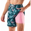 image:imageBRISIRA Mens Swim Trunks Swim Shorts 7 inch Compression Liner Bathing Suit Beach Shorts Swimwear Stretch Quick Dry PocketsBlue Flamingo Leaf