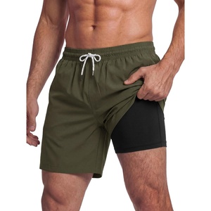 image:imageBRISIRA Mens Swim Trunks Swim Shorts 7 inch Compression Liner Bathing Suit Beach Shorts Swimwear Stretch Quick Dry PocketsArmy Green