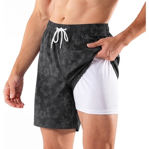 image:imageBRISIRA Mens Swim Trunks Swim Shorts 7 inch Compression Liner Bathing Suit Beach Shorts Swimwear Stretch Quick Dry PocketsBlack Gray Flower