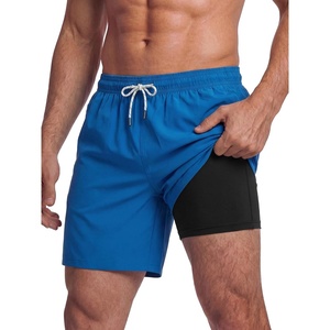 image:imageBRISIRA Mens Swim Trunks Swim Shorts 7 inch Compression Liner Bathing Suit Beach Shorts Swimwear Stretch Quick Dry PocketsBlue